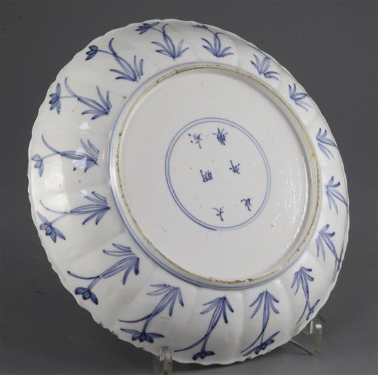 A Chinese blue and white petal lobed dish, Chenghua mark
